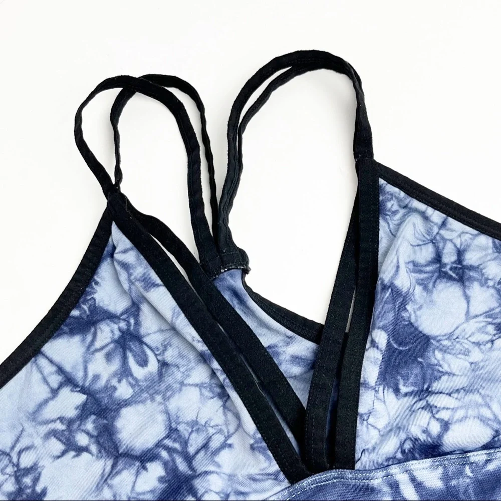 PINK VICTORIA’S SECRET Blue Marled Strappy Yoga Push Up Bralette, Size XS